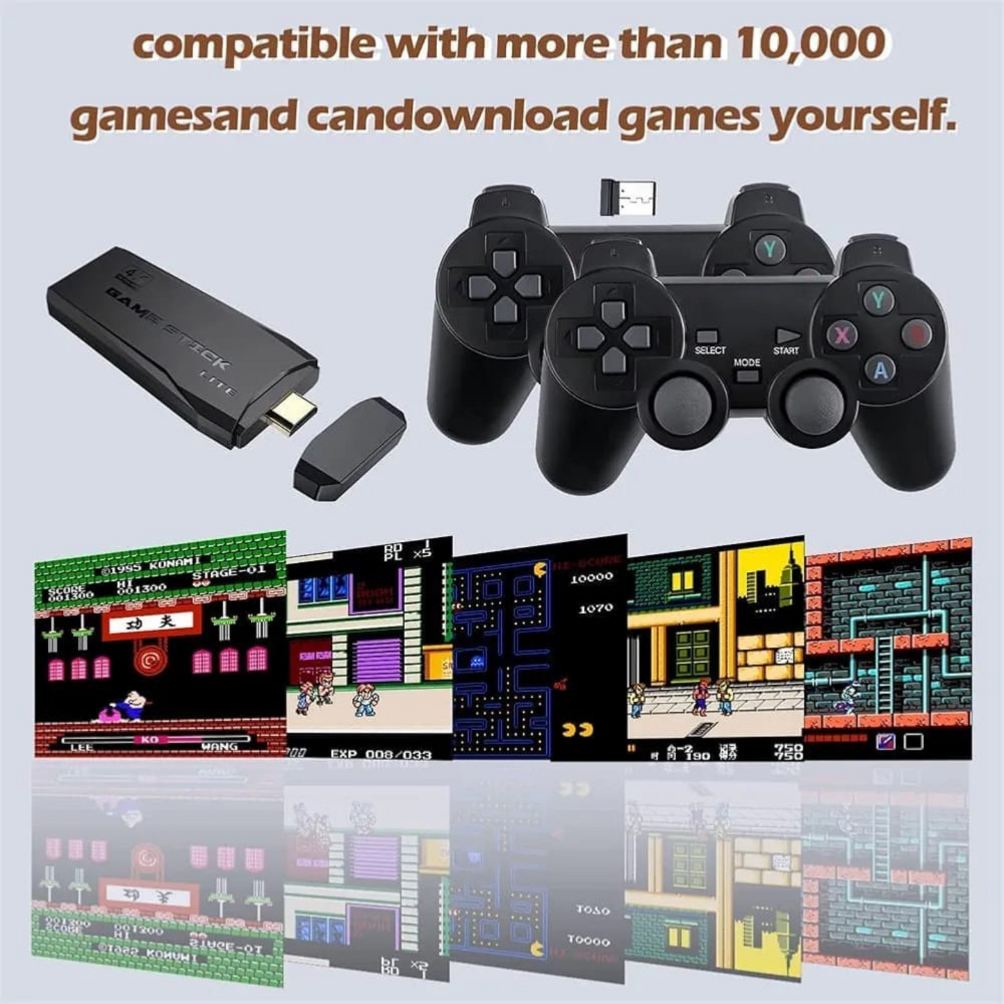 Multiple Hub 1080P Wireless Video Game Stick β Retro Gaming Console for TV with 9 Emulators
