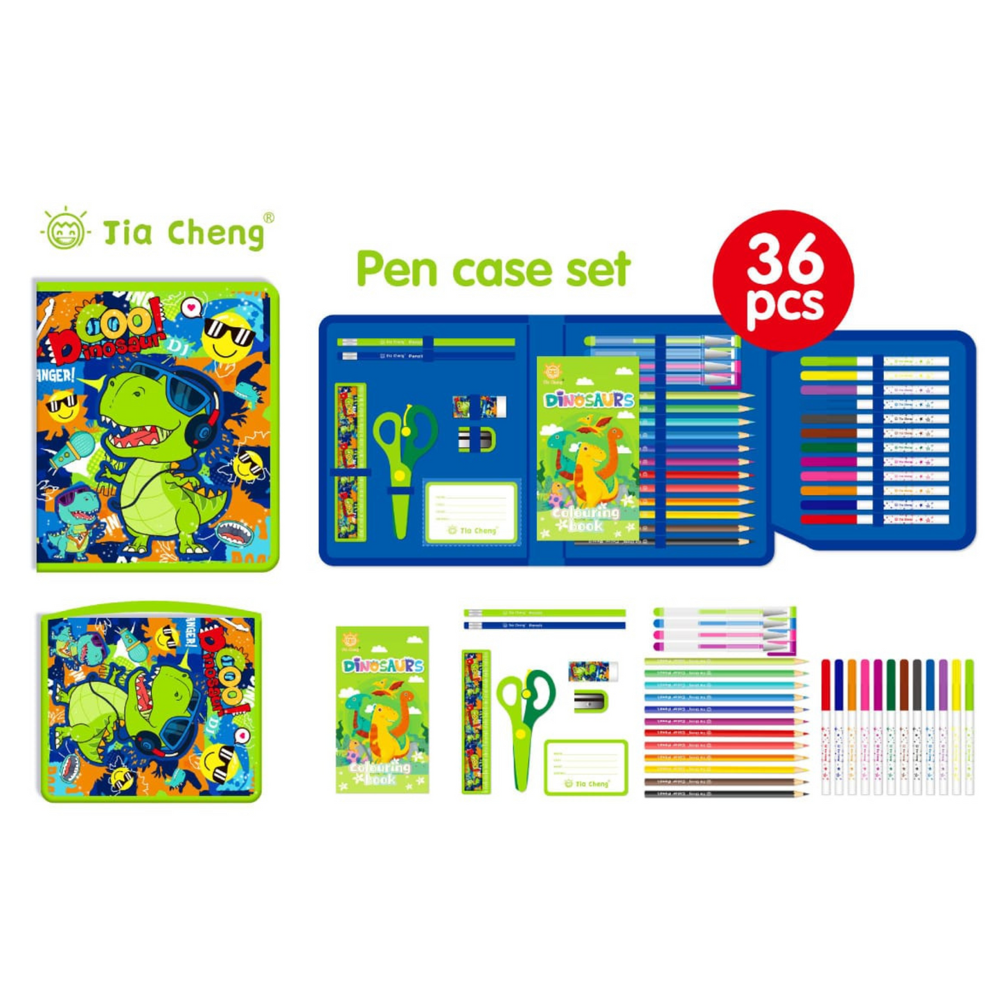 Multiple Hub | Themed Pencil Case & 36 Pcs Art Kit for Kids – Dino, Mermaid, Soccer, Monster Truck, Space (Assorted Designs)