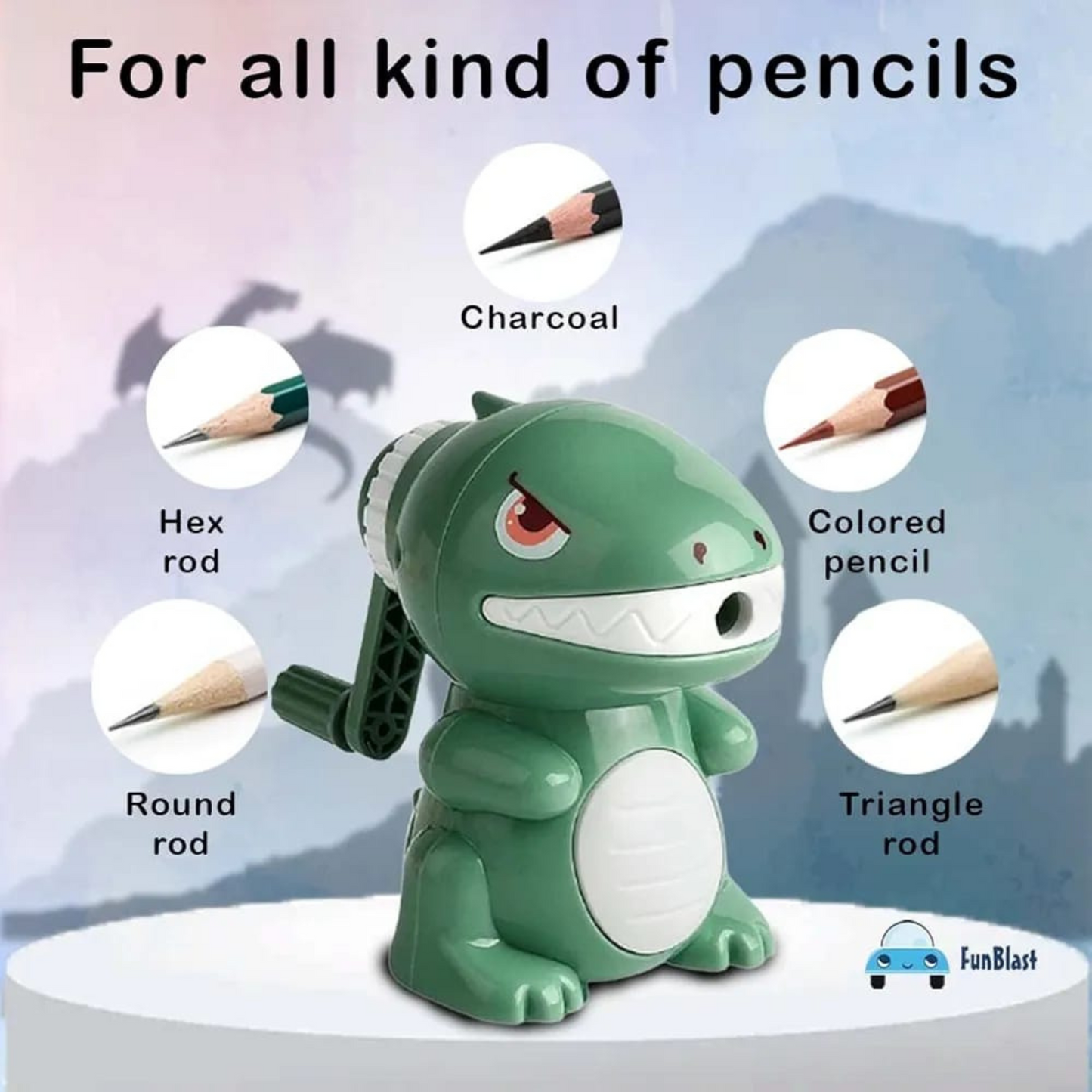 Sharpener for Kids – Dinosaur Pencil Sharpener | Table Sharpener Machine & School Supply