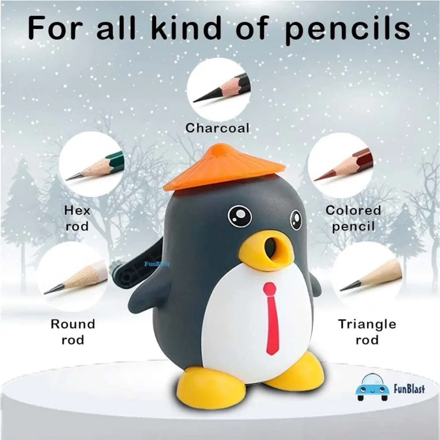 Sharpener for Kids – Penguin Shaped Pencil Sharpener |  Table Sharpener Machine & Stationery Gift