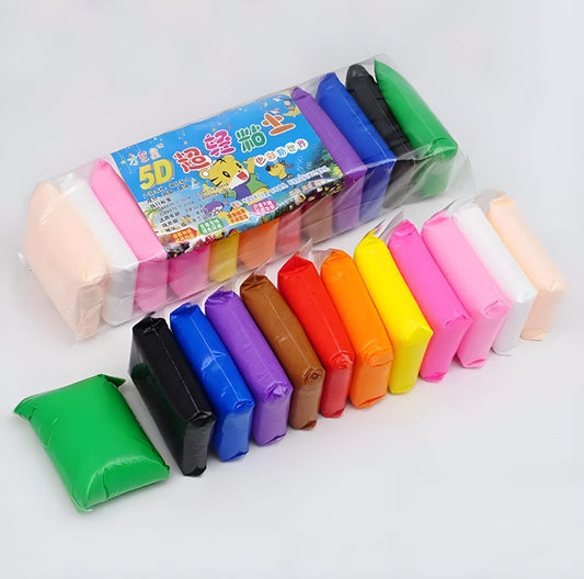 Soft Clay / Air DIY Clay Set – 12 Colors + 3 Tools (Assorted)