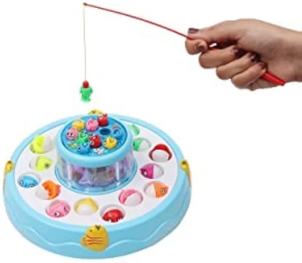 Fish Catching Game – Big Size with 26 Fishes | Rotating Fish Pond with Magnetic Hooks | Musical & Light-Up Fun