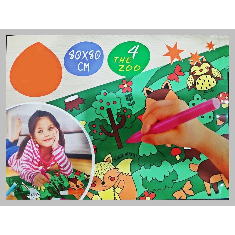 Multiple Hub | DIY Reusable Coloring Mat for Kids with Sketch Pens – 80x80cm | Educational & Washable Drawing Toy – Multiple Hub