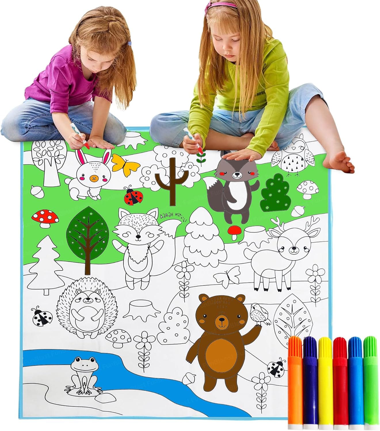 Multiple Hub | DIY Reusable Coloring Mat for Kids with Sketch Pens – 80x80cm | Educational & Washable Drawing Toy – Multiple Hub